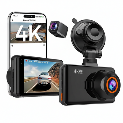 4K Dash Cam Front and Rear Car DVR with WiFi