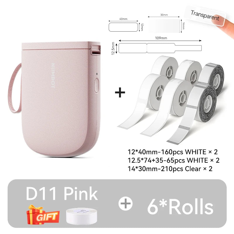 Portable Bluetooth Label Printer 300DPI Mini Maker