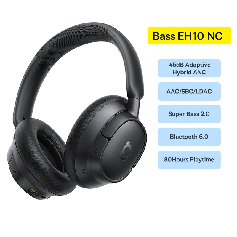 Premium Over-Ear Wireless Headphones with 46dB Active Noise Cancelling, Bluetooth 5.4 & Hi-Res Audio