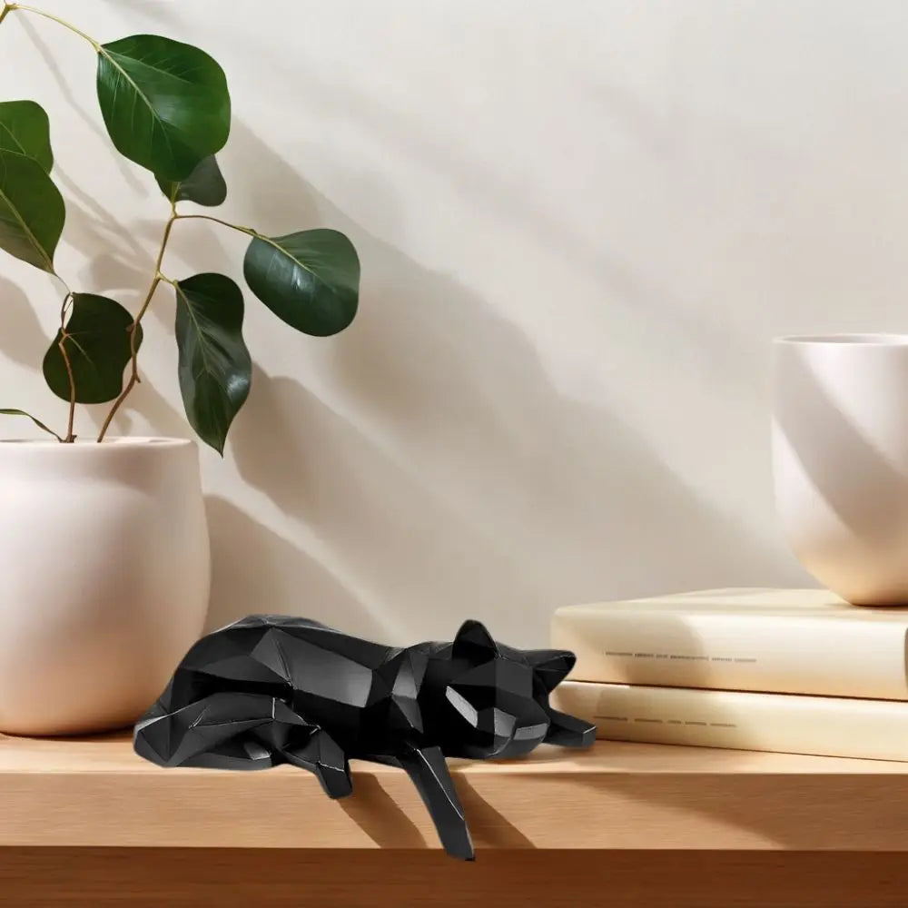 Sleek Silhouette Cat — Modern Minimalist Bookshelf Statue