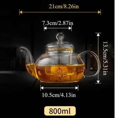 Premium Glass Tea Pot with Strainer