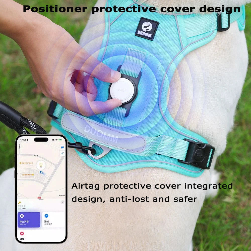 No Pull Dog Harness with AirTag Holder Reflective