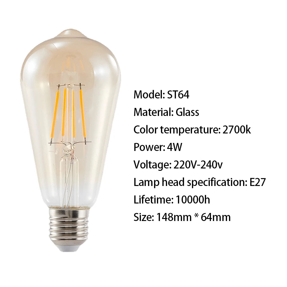 Classic Filament Shine – ST64 E27 Warm White LED Light Pack