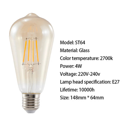 Classic Filament Shine – ST64 E27 Warm White LED Light Pack