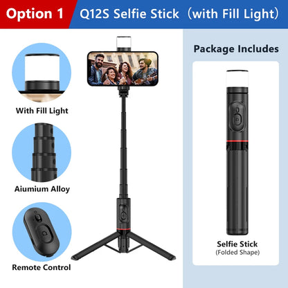 LumiFlex Bluetooth Tripod – Telescopic Selfie Stick for All Smartphones