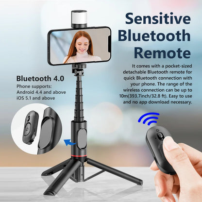 LumiFlex Bluetooth Tripod – Telescopic Selfie Stick for All Smartphones